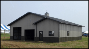 Double gables are a cost-effective way to dress up a pole barn