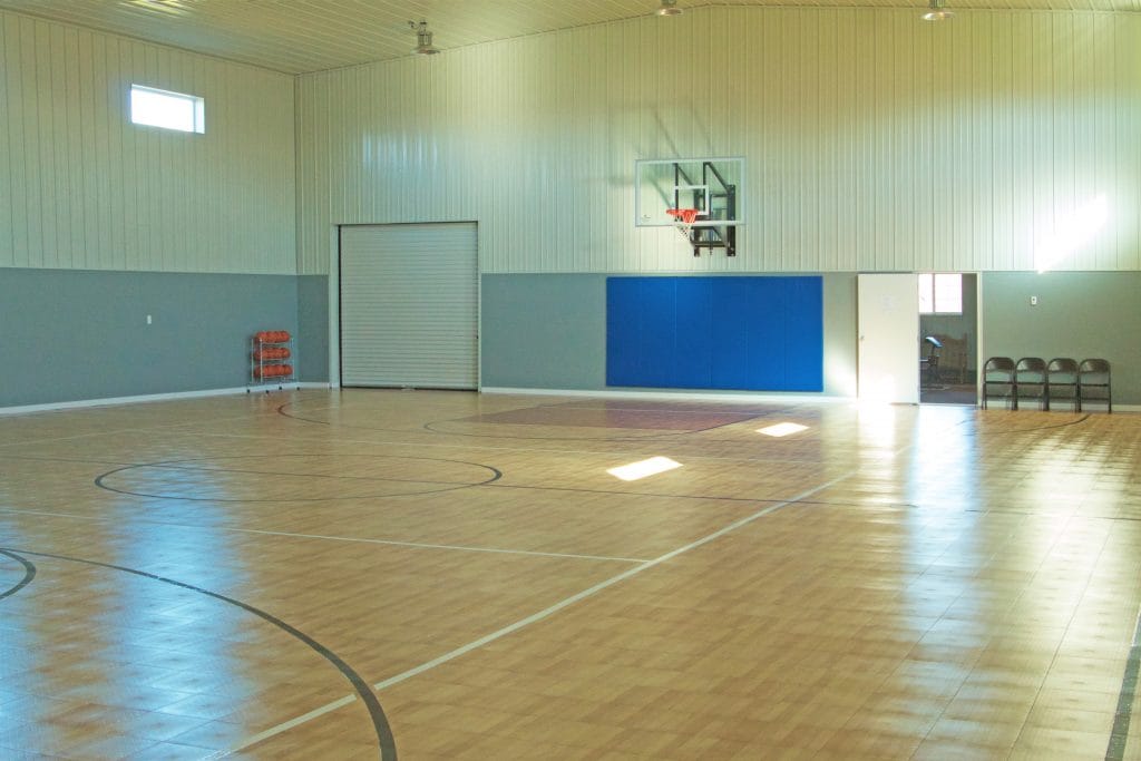 Full court basketball hoop, opposite view