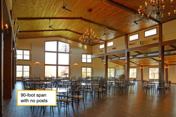 Because pole barn construction uses larger membered clear-span wood trusses, you can have more expansive spaces without interior support walls.