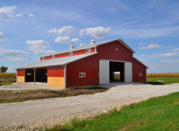 The column spacing in pole barn buildings can make extra-large wall openings easier to construct.