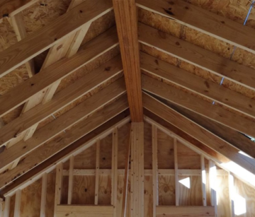 Roof rafters in a smaller structure